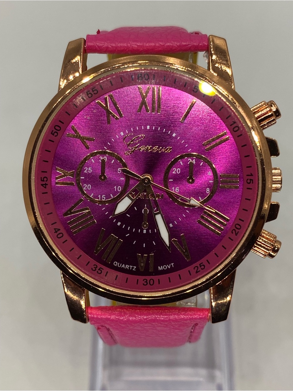 Men’s ^^^  Hot Pink / Fuchsia Dial  Watch /  Gold Case ***